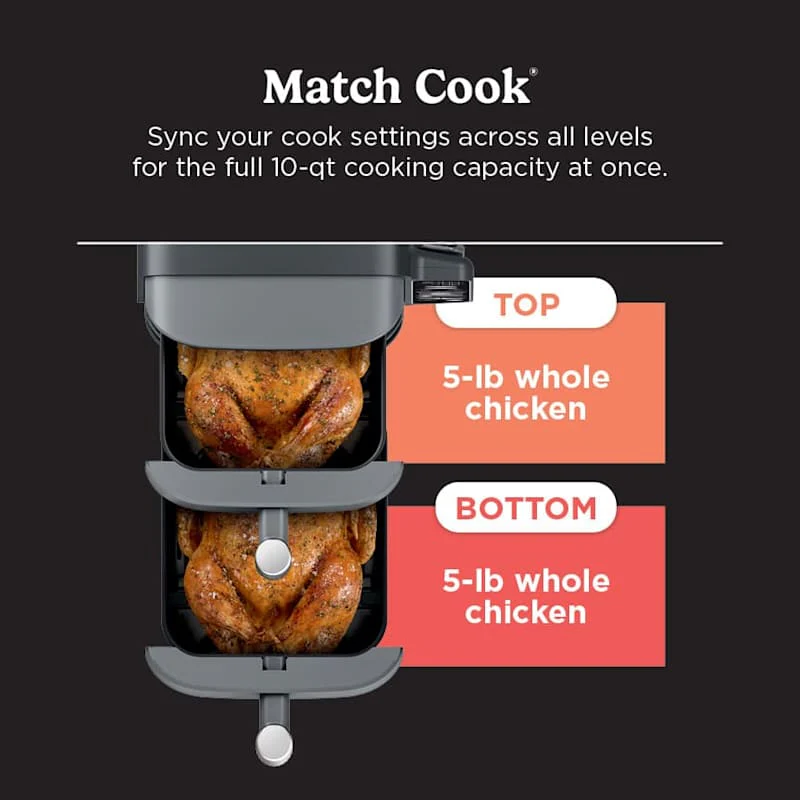 Ninja® DoubleStack™ 2 Basket 10 QT Air Fryer With Smart Thermometer - Image 9
