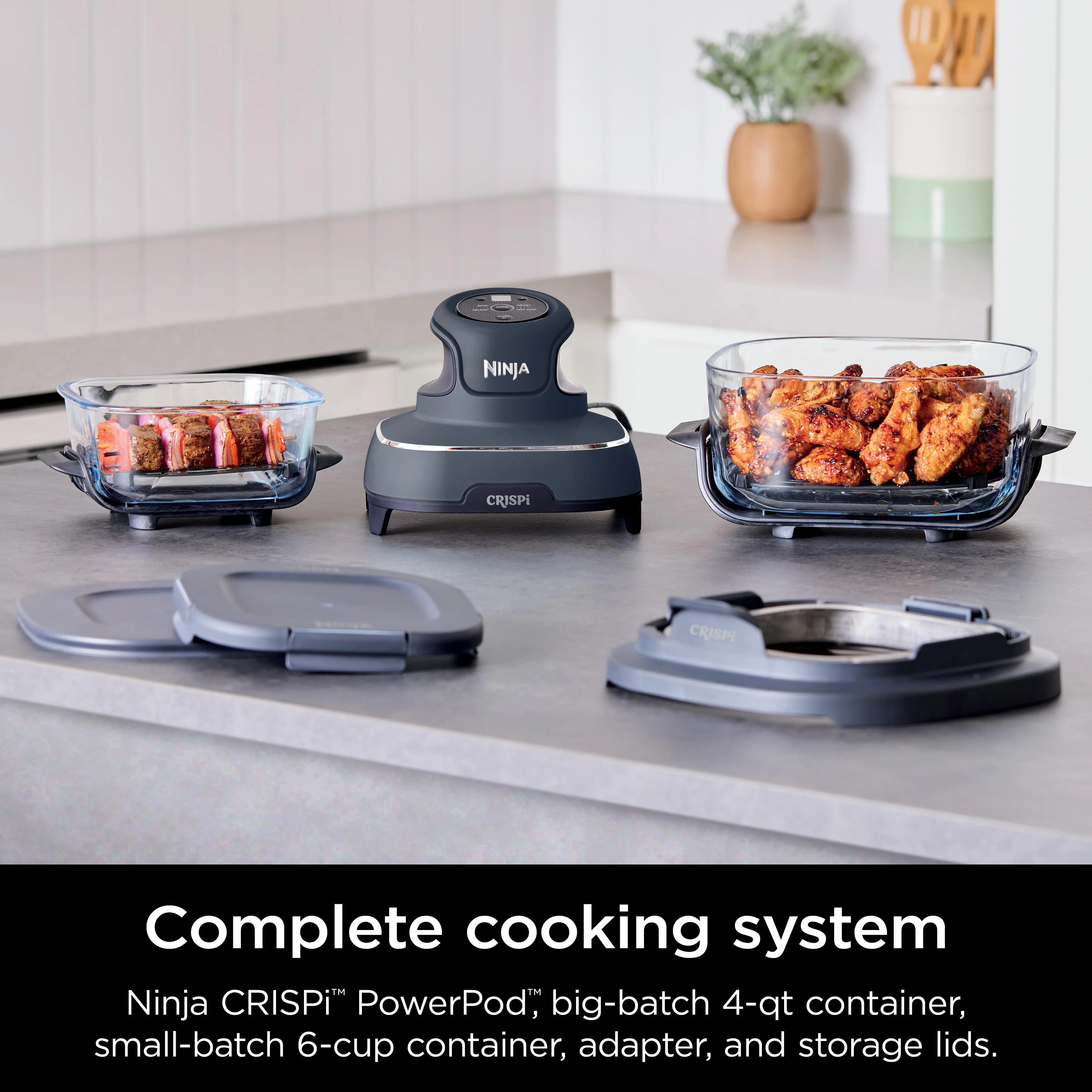 Ninja Crispi® 4-in-1 Portable Glass Air Fryer Cooking System, Cyberspace - Image 2