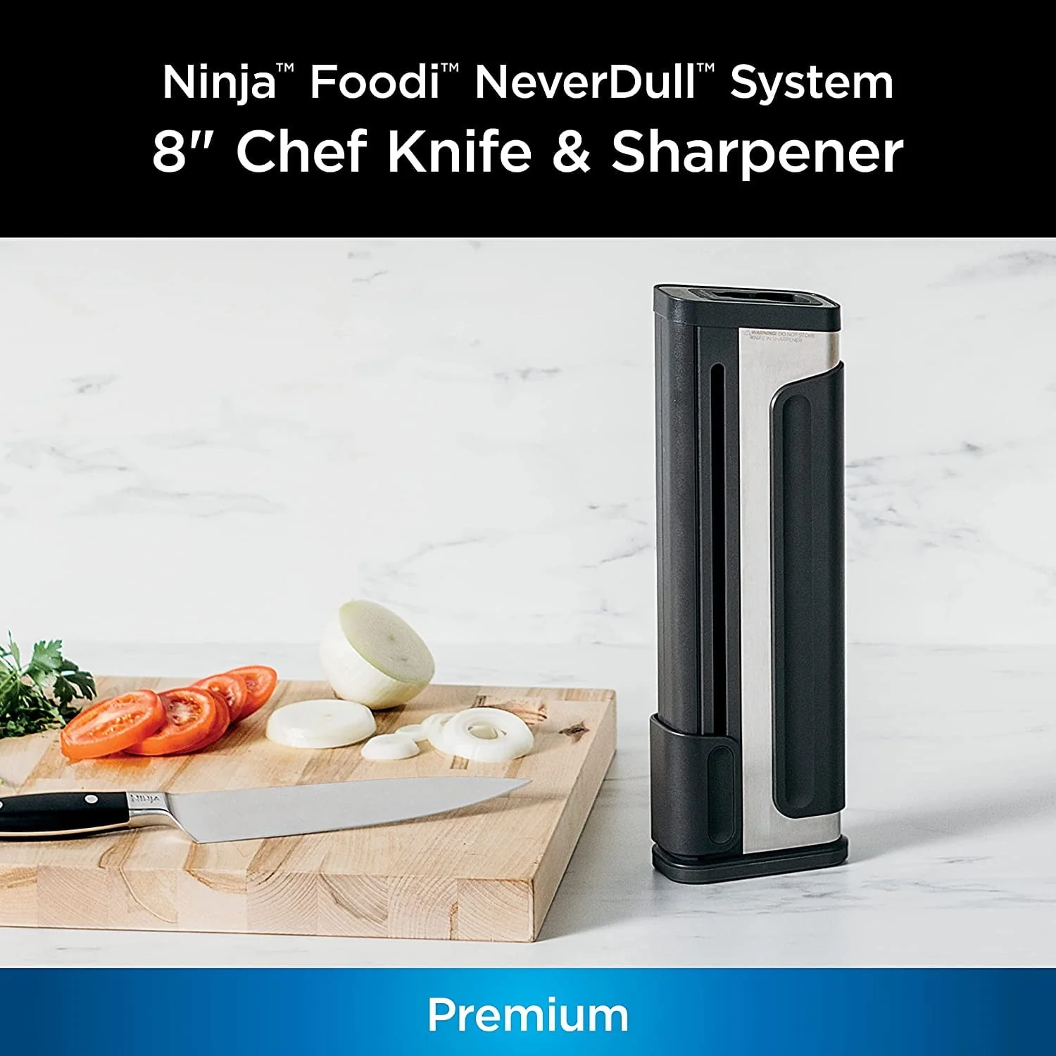 Ninja Foodi NeverDull System Chef Knife & Sharpener, Premium German Stainless Steel, Black - Image 3