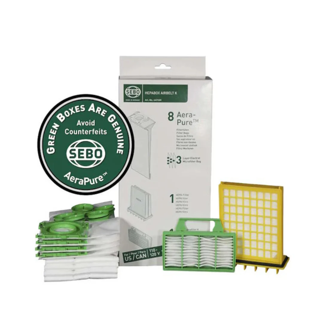 SEBO HEPA Service Box K (8 Bags, HEPA Microfilter, And Exhaust Filter)