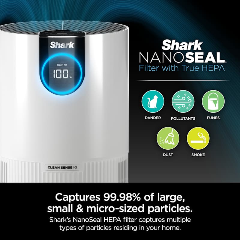 Shark Air Purifier with True HEPA Compact Quiet Clean Sense IQ White - Image 3