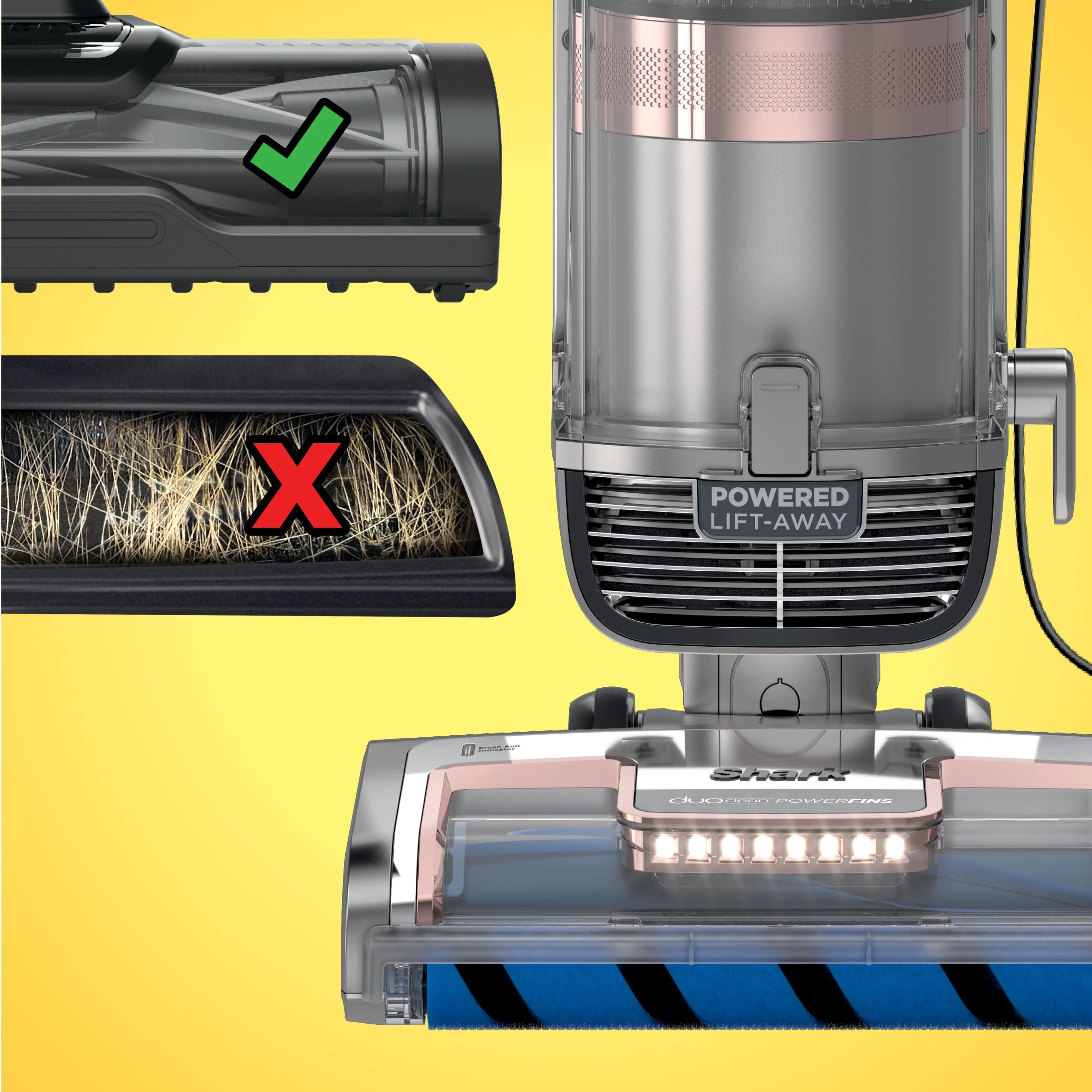 Shark Vertex DuoClean PowerFin Upright Vacuum with Powered Lift-Away and Self-Cleaning Brushroll - Rose Gold - Image 5